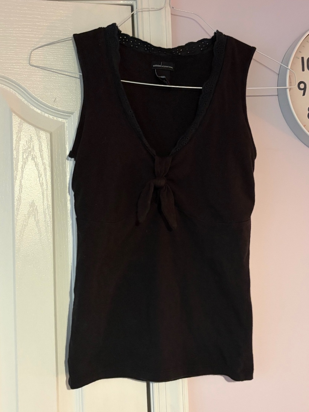 Women's Black Tie-Front Tank Top